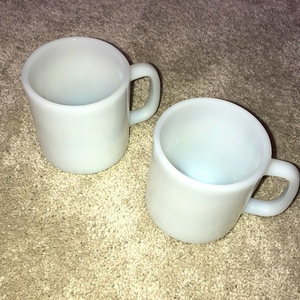 Glasbake Vintage‎ White Coffee Mug Set (2) USA